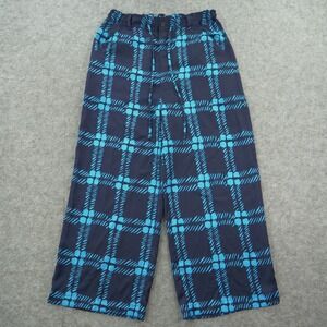 Marni x Uniqlo Pants Womens Medium Blue Plaid Geometric Rayon Elastic Waist Ligh